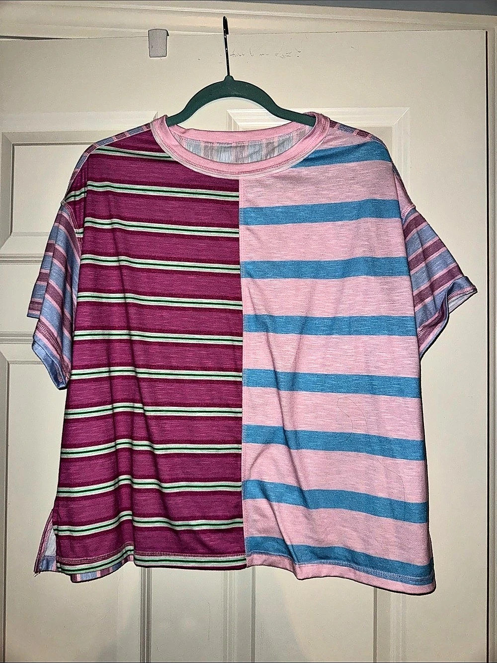 Striped Short Sleeve Tee in Pink Blue & Purple